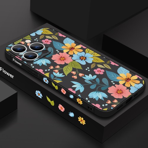 Custodia bambina fiori per iPhone 17 16 15 14 13 12 Pro Max Air Mini cover silicone - Foto 1 di 15