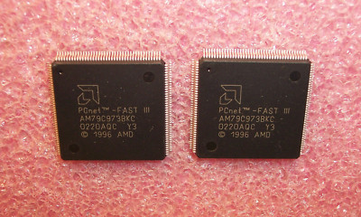 QTY (3) AM79C973BKC AMD PQFP-160 PCnet PCI ETHERNET CONTROLLER NOS