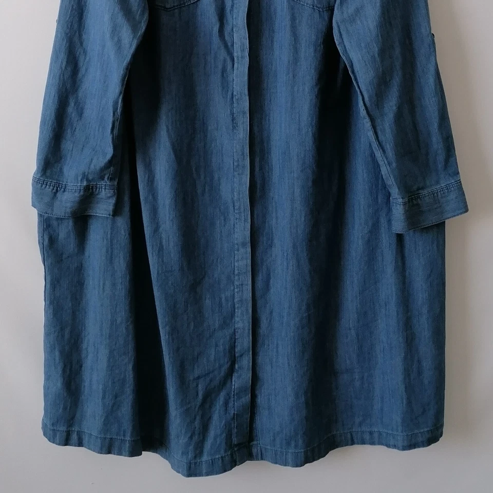 Motherhood Women's Blue Roll Tab Sleeve Denim Midi Shirtdress Maternity Size 1X - Image 3 of 4
