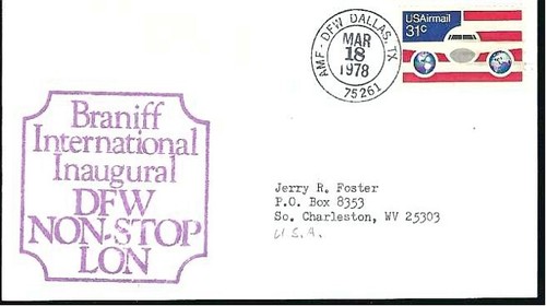 Primer vuelo de EE. UU.: Braniff de Dallas, TX a Londres 1978 - Imagen 1 de 2