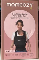 Momcozy 3-in-1 Baby Carrier, Adjustable, Machine Washable, Black 7-45 lbs