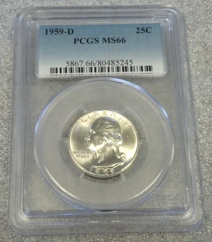 1959-D WASHINGTON SILVER QUARTER PCGS MS66 WHITE (3007)