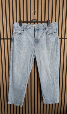 H&M Mom Jeans Ankle High Waist Gr. 48  Hellblau Used Look Top Zustand Wie Neu