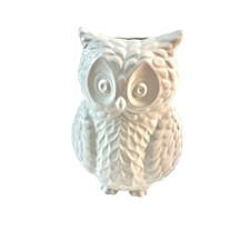 White Ceramic Owl Bank home decor