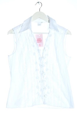 Just White Bluse Damen Ärmellos Spitze Weiß Größe 38 Knopfleiste Komfortabel