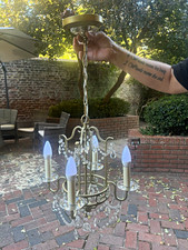4-Light Gold/Clear Crystal Chandelier - 1 pair