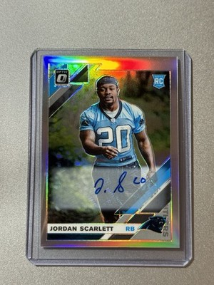 Jordan Scarlett Carolina Panthers Panini Optic NFL 2019 SILVER ROOKIE AUTO /99