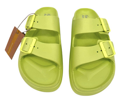 FUNKY MONKEY Women's Sz 8 Comfy EVA Slides Double Buckle Adjustable Flat Sandal