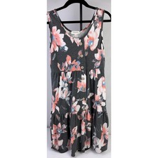 Sweet Lovely by Jen Gray Floral Tiered Button Up Sleeveless Tank Dress Women's S