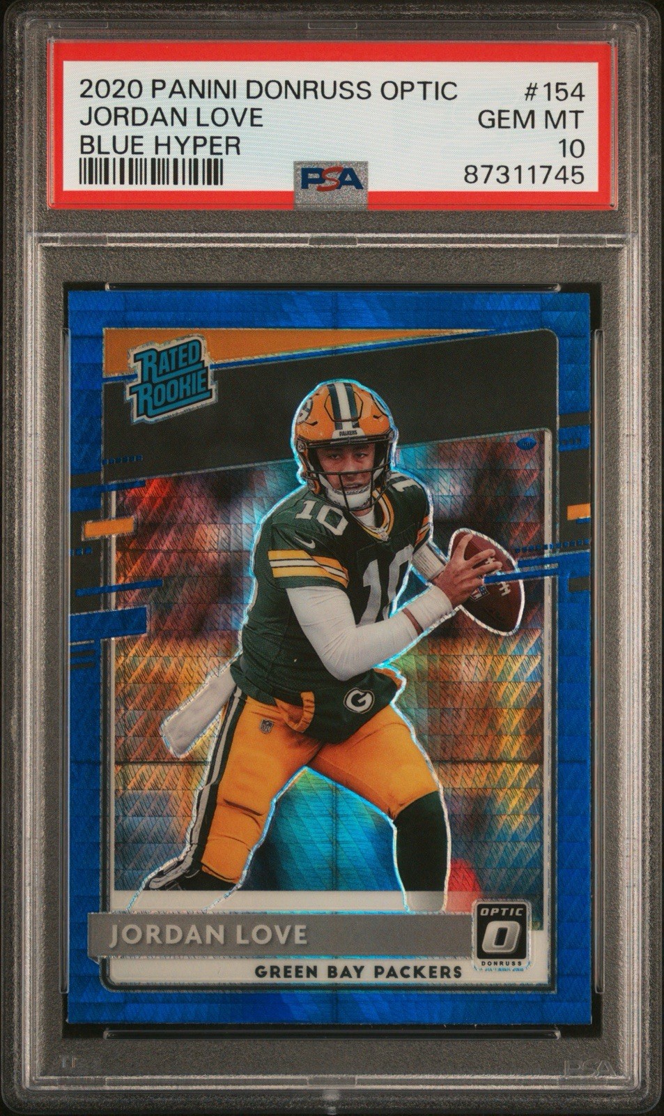 Jordan Love Panini Donruss Optic #154 Blue Hyper