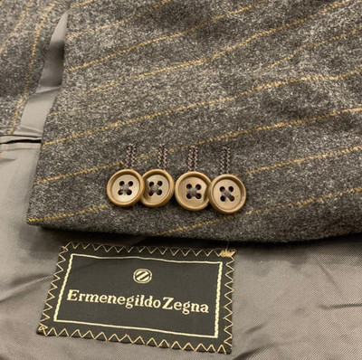 Vintage Ermenegildo Zegna pure wool charcoal striped jacket blazer 44R