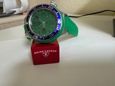 Swiss Legend Men's 21818D Neptune Green Dial Silicone band 53m Watch