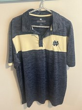 Notre Dame Fighting Irish Colosseum Polo Shirt Mens Large L Navy Heather Gold