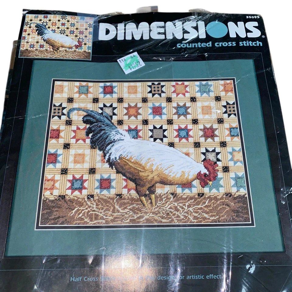 Dimensiones 35095 Kit Patchwork Gallo Punto de Cruz 14 “x 11” Nuevo Kit Granja Foto 2 de 4