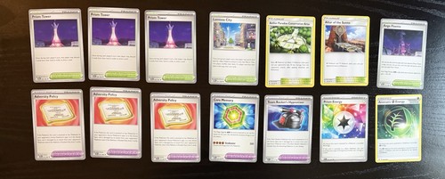 Pokemon TCG 14 Card Trainer Energy Lot Team Rocket Prism Tower Stadium Cards