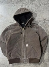 Vintage Carhartt Jacket J130 CHT Chestnut Brown Distressed Size Small USA Made
