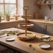 Elegant Wooden Cake Stand Two Tier Rustic Tiered Dessert