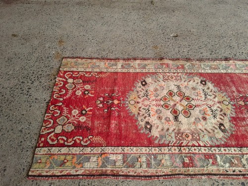 Vintage Hand Knotted Oushak runner ,Turkish Runner rug wool runner tribal runner - Picture 12 of 20