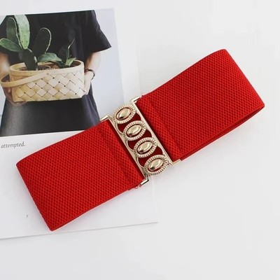Womens Fashion Elastic Cinch Belt 3'' Wide Stretch Waist Band Clasp Buckle