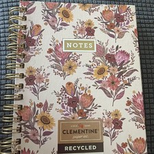 CLEMENTINE Journal Notebook  300 Lined Pages Hardcover Spiral pink  Floral 8x6