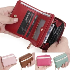 Small Wallet Womens Bifold Leather Mini Purse Credit Card Holder Zip Coin Pocket