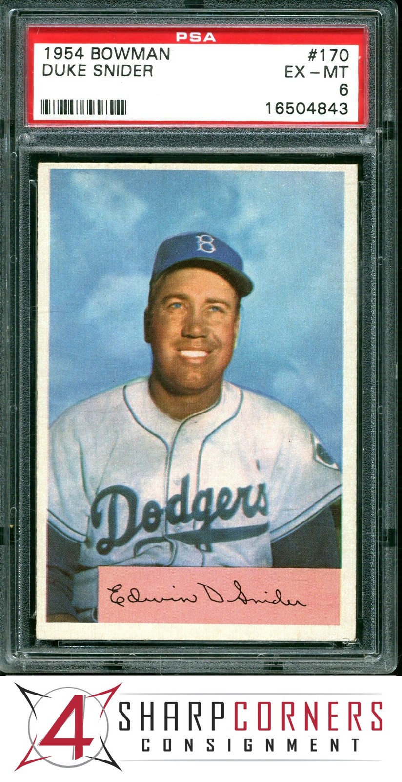 1954 BOWMAN #170 DUKE SNIDER DODGERS HOF PSA 6