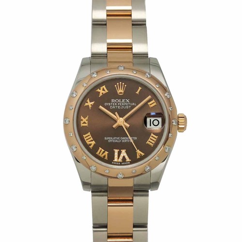 ROLEX Datejust 178341 750 PG Diamond chocolate Dial Ladies Wat...