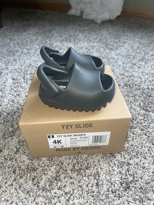 Adidas Yeezy YZY Slide Infants Dark Onyx Black Gray  Size 4K KANYE (ID5106) RARE