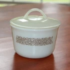 Pyrex Woodland Brown Milk Glass Sugar Bowl with Lid Vintage Corning NY USA
