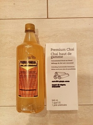 Premium Classic Chai Tea Concentrate 1 QT & Gingerbread Syrup BB 8/11/26