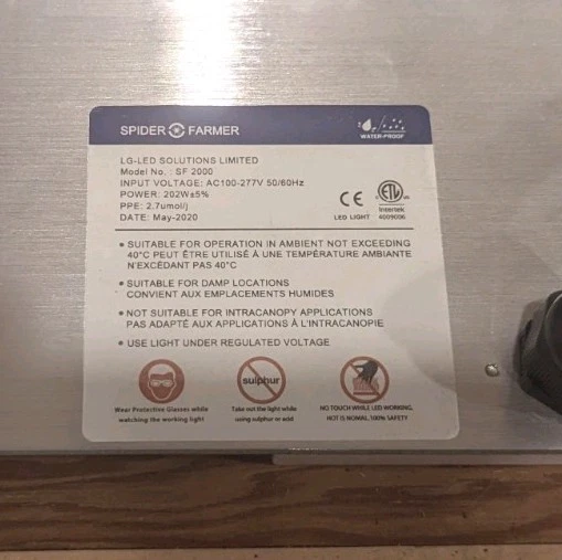 (CANTIDAD 3) Spider Farmer SF-2000 LED Luz de Crecimiento Espectro Completo PROBADO Foto 3 de 4