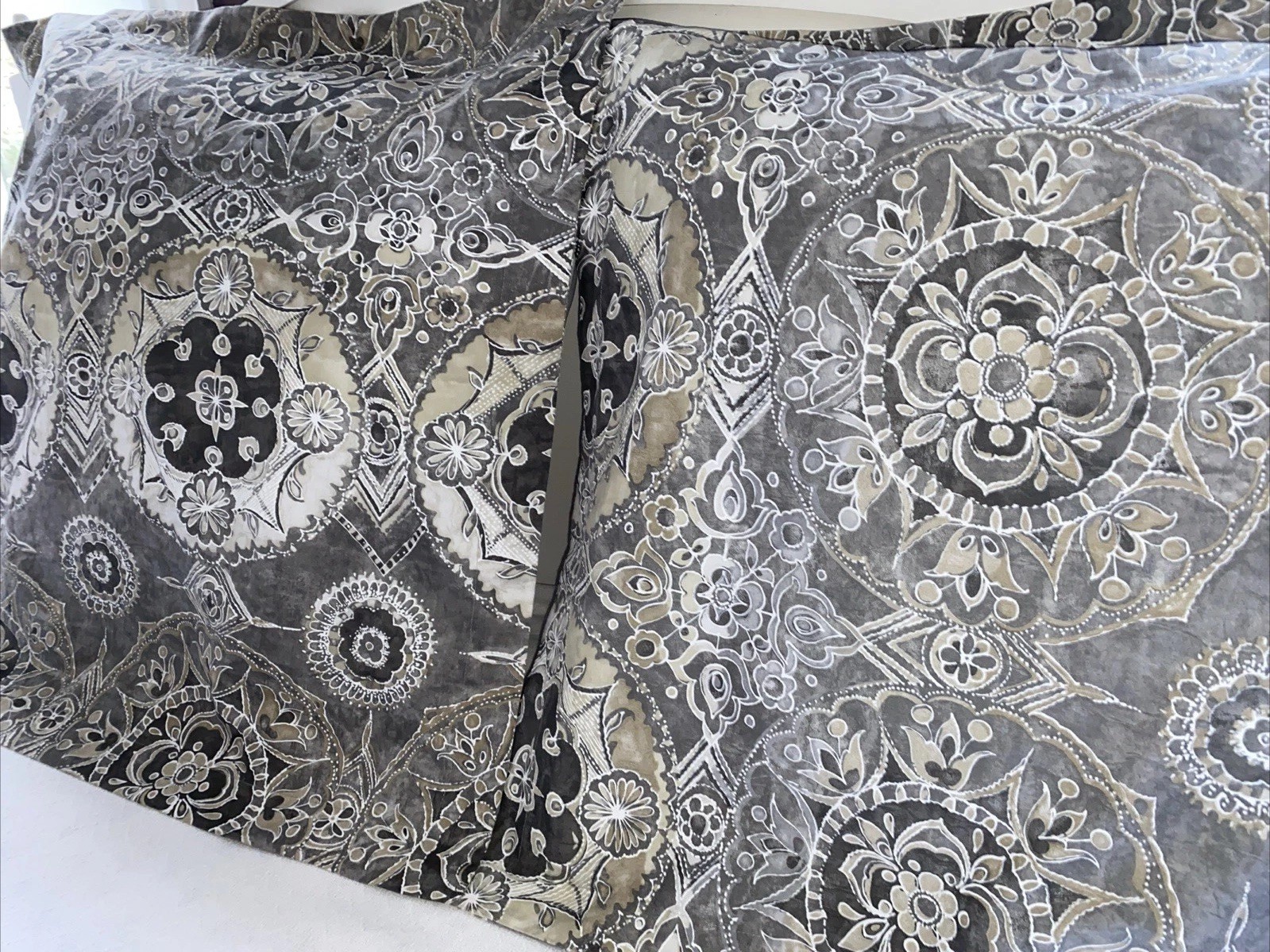 2 Pottery Barn Euro Shams Jacquelyn Medallion Cotton 26”x 26” Gray