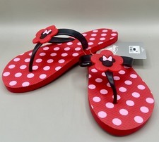 Disney Parks MINNIE MOUSE Slip-On Flip Flops Women s Adult Size 5/6 NWT