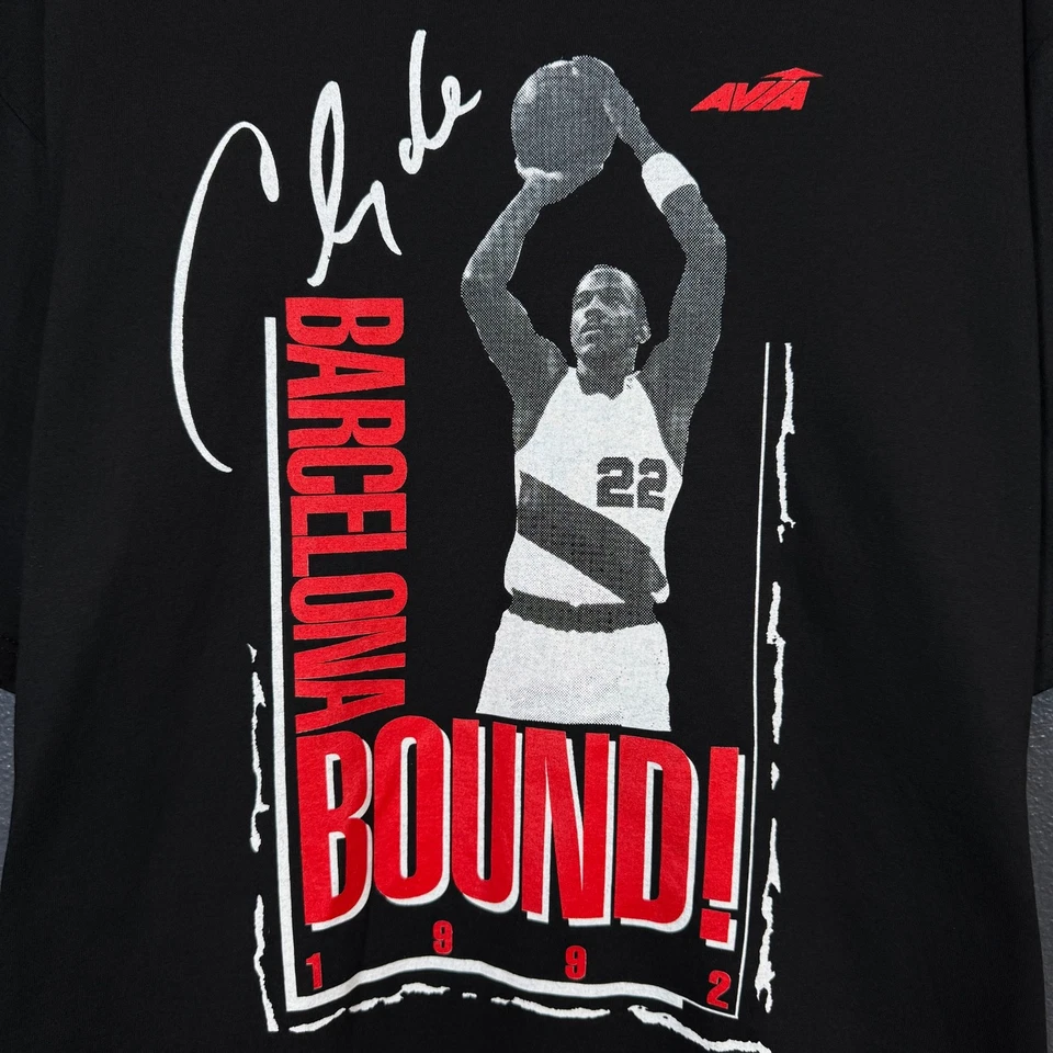 Jerzees XL Hombre Negro Clyde Drexler Barcelona Avia Portland TrailBlazers 92’ De Colección Foto 4 de 4