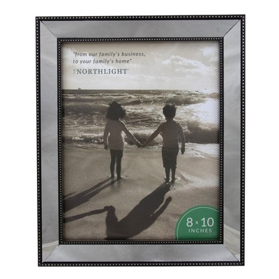 Northlight 12'' Black Silver Glass Mirror Encased Photo Frame for 8'' x 10'' Photo
