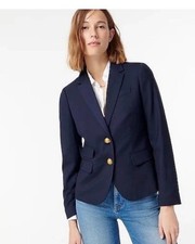 J. Crew Schoolboy Wool Blend Blazer Navy Gold Buttons Size 4