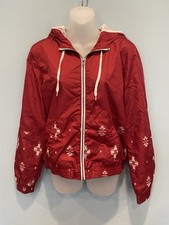 Empyre Women  s L Red  White Windbreaker Zip Winter