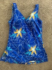 Vintage Maxine of Hollywood One Piece Blue Floral Swimsuit 32/34" Chest