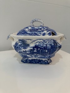Blue & White Tureen W Lid RARE