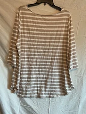 NWT Ava & Viv Beige Striped Top Size XXL Stretchy