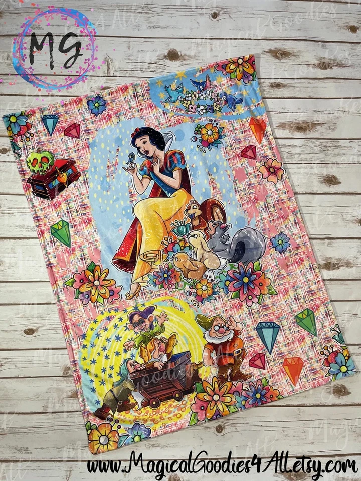 Snow Princess Song With Friend Blanket, Disney Cartoon Princess Fleece Blanket - Image 2 of 4