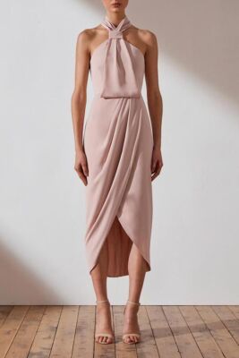 Shona Joy Knot Draped Dress Size 4 US Ballet Pink Wedding Bridesmaid | eBay