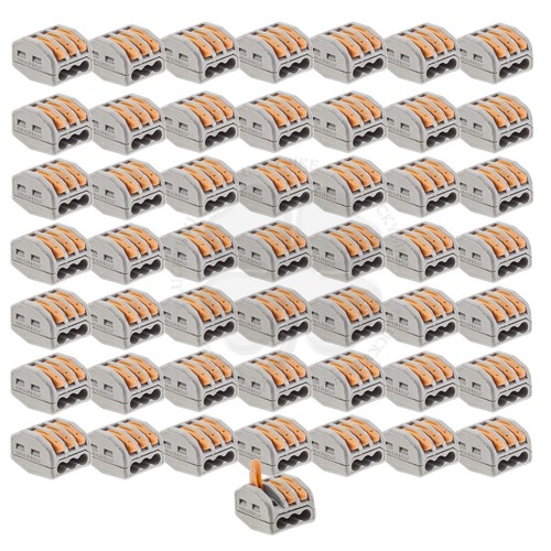 50x Lever Lock Reusable Wire Connector 2 3 5 Pole Kit Tab Cable Terminal Block - Picture 4 of 8