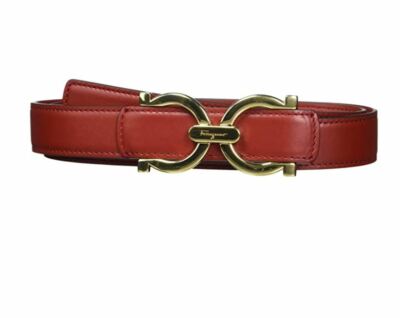 Salvatore Ferragamo Red Leather Belt with Gold Gancini Buckle Reversible and adjustable Gancini belt - Women | Ferragamo main image 2