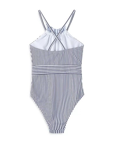 Habitual L61529 Kids Navy Scarlett Stripe One Piece Swimsuit Size 10 - Picture 2 of 3