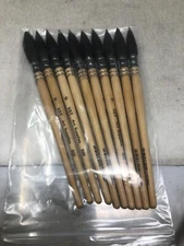 Lot of 10 XDT#920 Mop Round Tip Art Brush #12 Set Black Goat Acrylic Watercolor