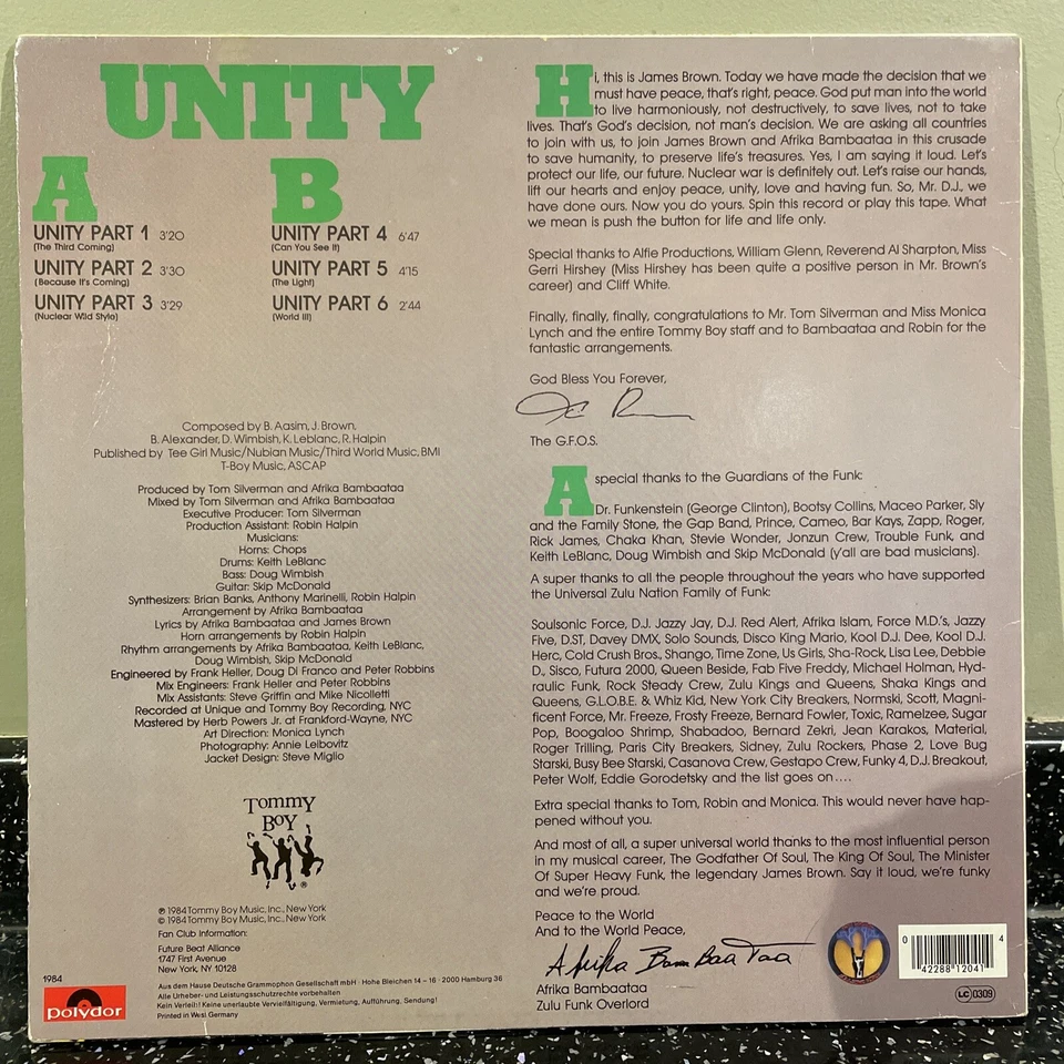 Afrika Bambaataa & James Brown - Unity - Vinyl 12” Maxi EP - 1984 - Hip Hop - Изображение 2 из 4