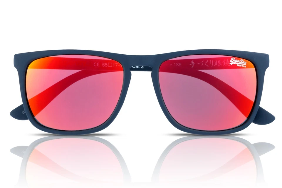 Lunettes De Soleil Superdry Shockwave 189 Caoutchouté Bleu/Violet Miroir Bleu - Photo 2/4