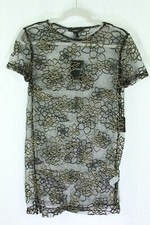 Forever 21 Dress Small Juniors Gold Black Juniors Sheer Floral New
