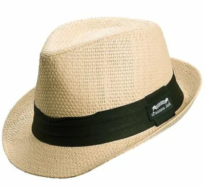 Panama Jack Toyo Straw Fedora Hat Size L Solid Black Ribbon  display picture 3